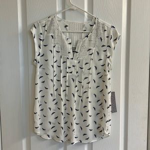 White and Blue short sleeve blouse